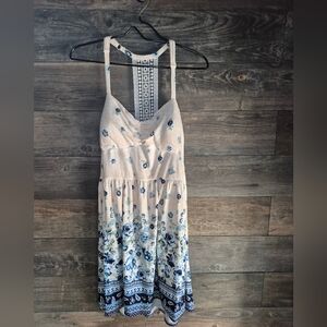 No Boundaries Lace Detail Top in Cream and Blue